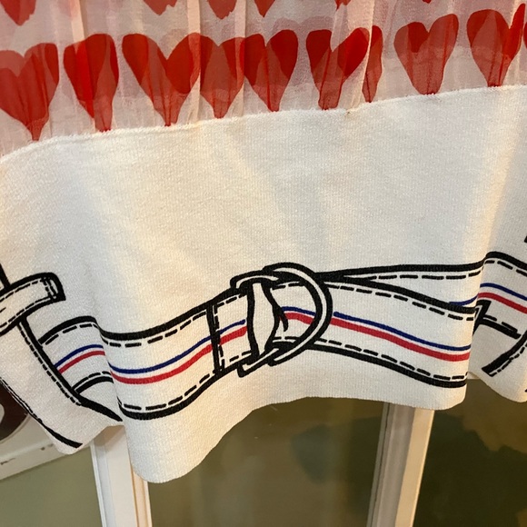 JC de Castelbajac Paris Hearts red sheer Blouse 44 Italy. - Picture 3 of 8